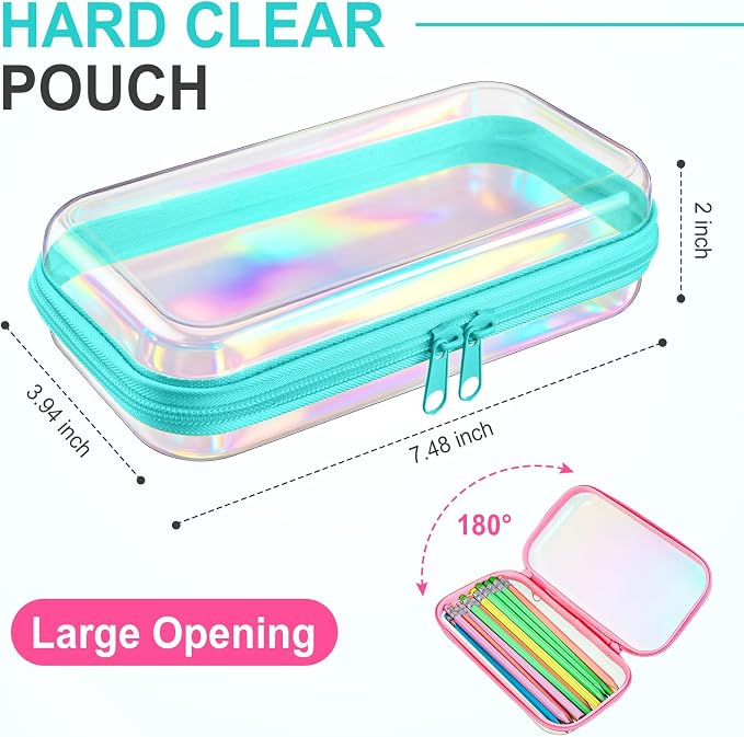 Sanwuta 6 Pcs Clear Hard Zipper Case Hard Plastic Zipper Pouches Transparent - Image 2