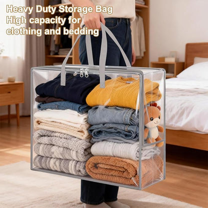 Clear Clothes Storage Bags, 96L Plastic Blanket Comforter Storage Bag, 4 Pack - Image 6