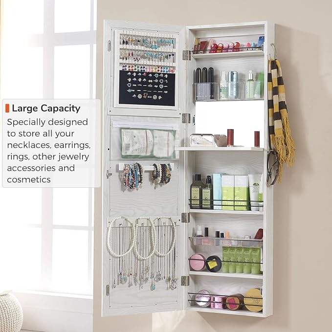 GISSAR Jewelry Mirror Armoire Wall Mount Over The Door Cabinet Storage - Image 3