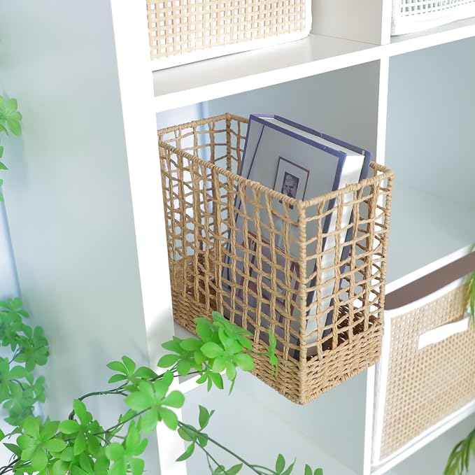 YRMT Magazine Holder Paper Rope Woven Storage Basket - Image 6