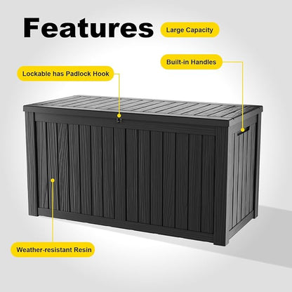 DRATO 180 Gallon Deck Boxes Outdoor Waterproof, Lockable Outdoor Storage Box - Image 5