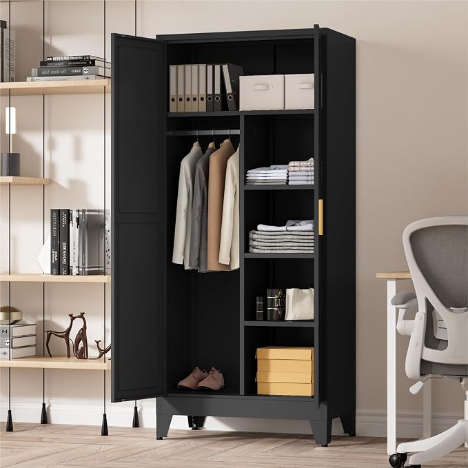 71" Tall Metal Wardrobe Closet - Image 5
