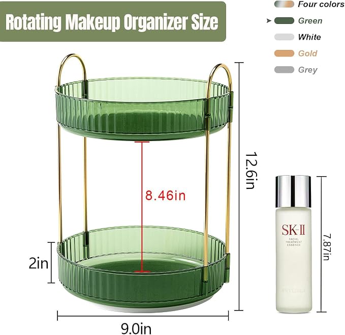 360 Rotating Makeup Organizer for Vanity, Bathroom Countertop Spinning Perfume - Image 4