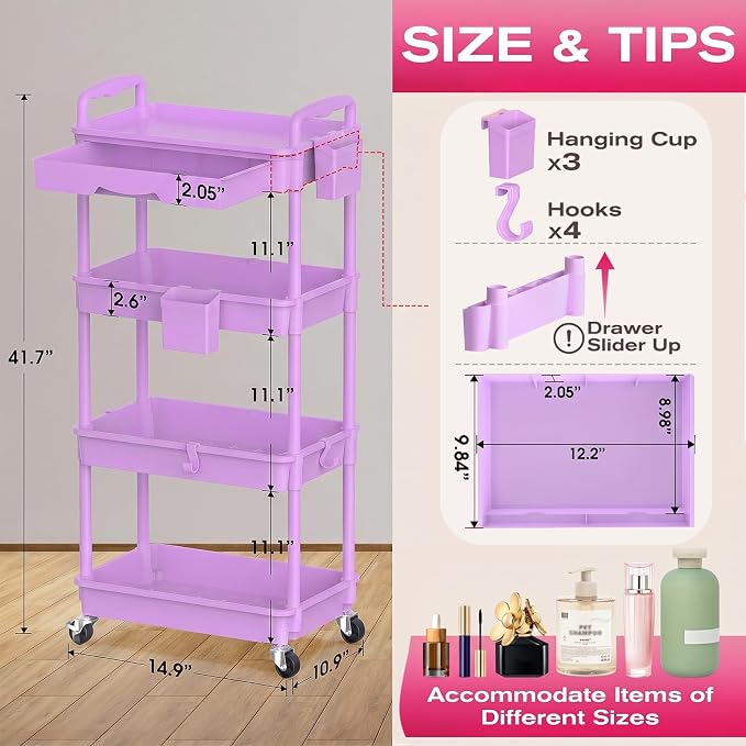 Goovilla Rolling Makeup Organizer Cart - Image 2