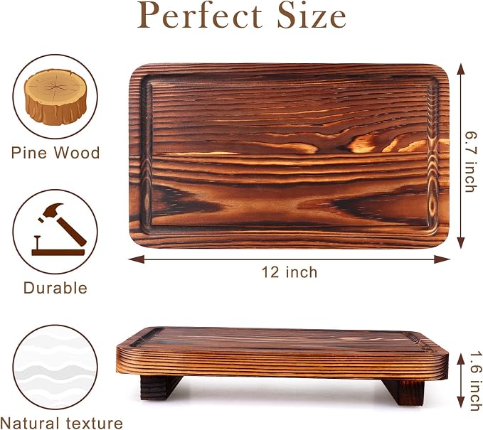 Farmhouse Bathroom Counter Tray Wood Risers Display Stands Kitchen Countertop - Image 6