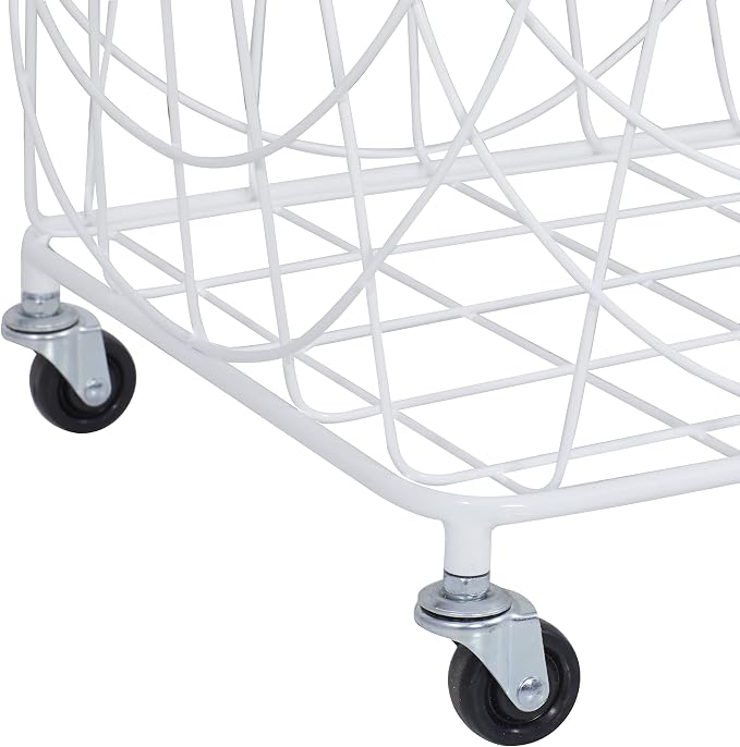 Deco 79 Metal Storage Cart Deep Set Mesh Rolling Laundry Basket - Image 4