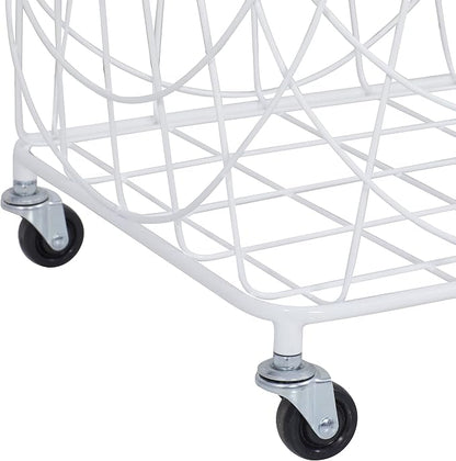 Deco 79 Metal Storage Cart Deep Set Mesh Rolling Laundry Basket - Image 4
