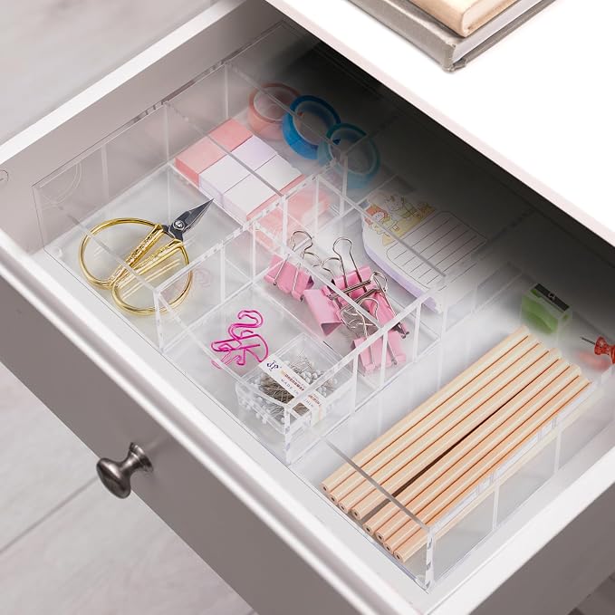 Acrylic Drawer Organizer Clear Desk Drawer Organizer Trays - Image 6