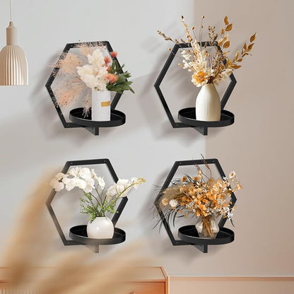 Garvee Hexagon 4 PCS Wall Shelf - 20Lb Load Capacity - Image 5