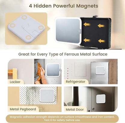 Makeup Box with Magnetic Lighted Up Mirror Makeup Organizer Box Travel Cosmetic - Image 2