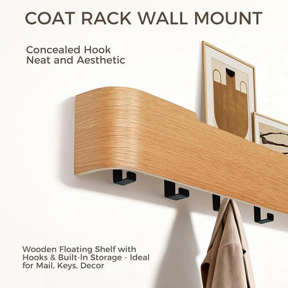 Wall Coat Rack Floating Shelves Modern Coat Rack Wall Mount - Image 4