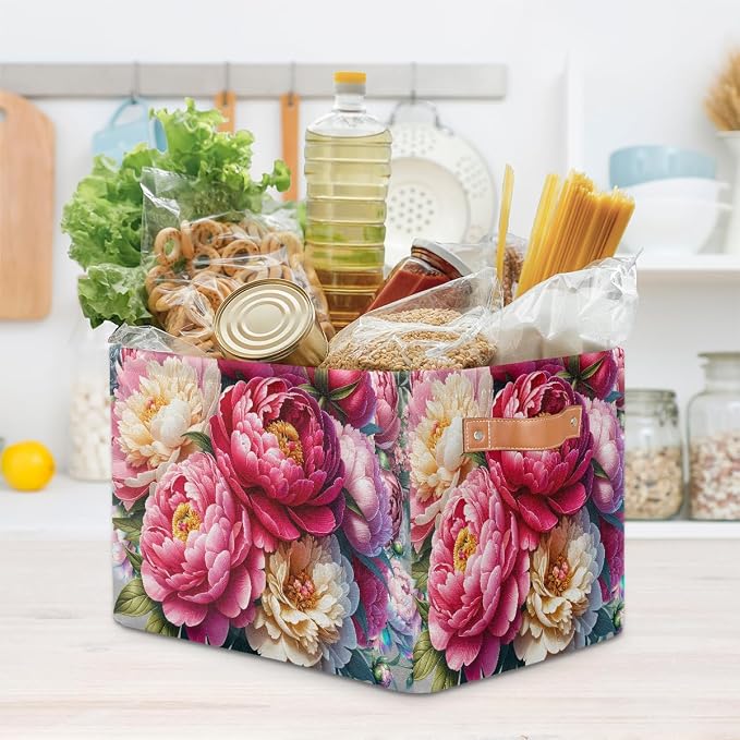 Pardick Basket Storage Bins Pink Flower Floral Rectangle Cube Basket Box Kids - Image 7