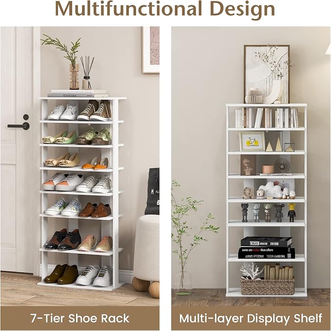 Tangkula 8-Tier Vertical Shoe Rack, Space-Saving Corner Shoe Organizer - Image 5