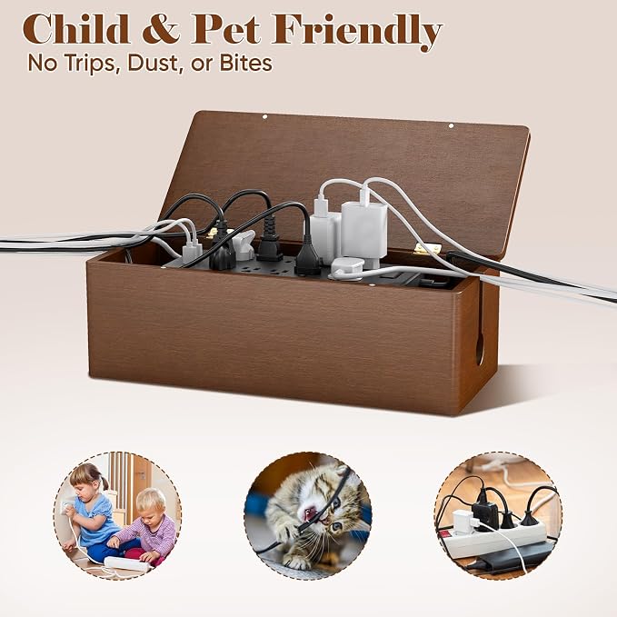 Delamu Cable Management Box Wooden - Image 6