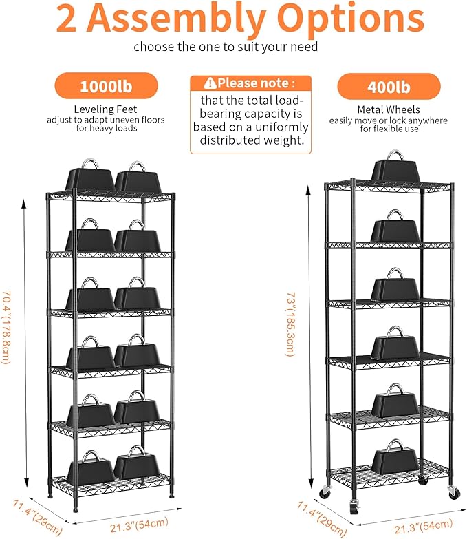 6-Tier Wire Rack Shelving, Metal Shelf Racks - Image 3
