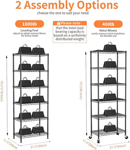 6-Tier Wire Rack Shelving, Metal Shelf Racks - Image 3