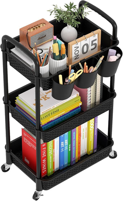 MOYIPIN 3-Tier Plastic Rolling Utility Cart by MOYIPIN