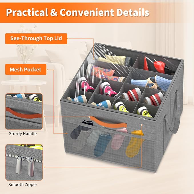 Aokeyee 2 Pack Shoe Organizer for Closet, Foldable Shoe Storage Organizer Box - Image 4