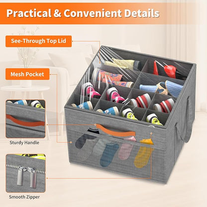 Aokeyee 2 Pack Shoe Organizer for Closet, Foldable Shoe Storage Organizer Box - Image 4