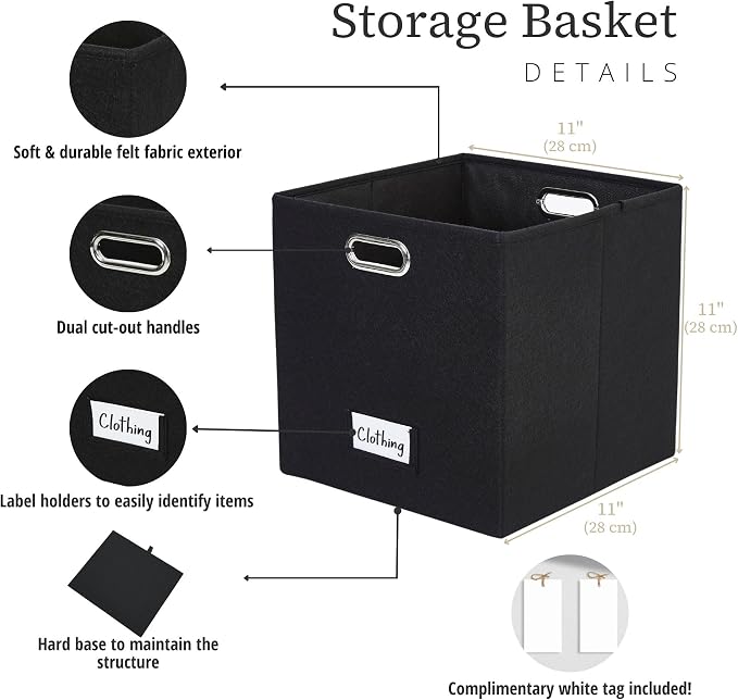DECOMOMO Black Storage Bins, 11 inch Cube Storage Bin - Image 3