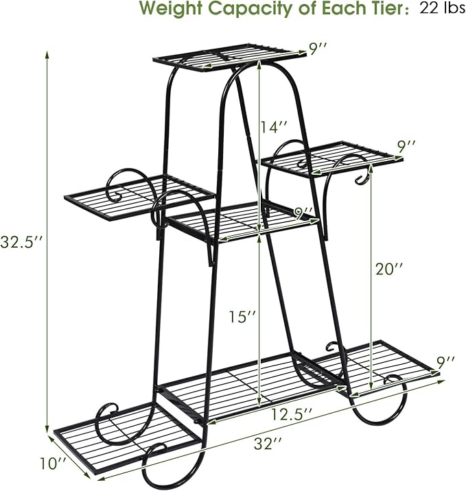 Giantex 7 Tiers Metal Plant Stand Flower Pots Holder, Plant Display Rack - Image 4