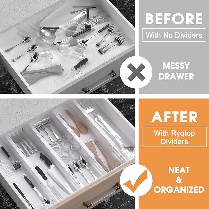 Bamboo Drawer Dividers, 17-22" Adjustable Kitchen Drawer Organizer - Image 2