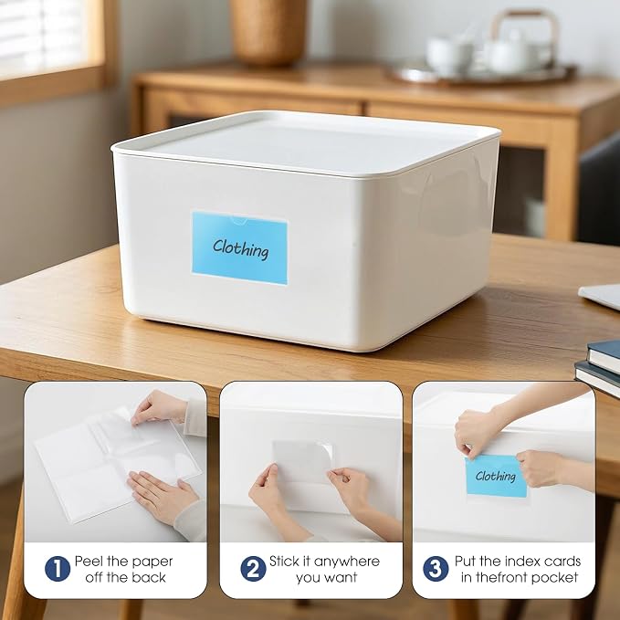 MaxGear 3" x 5" Index Card Holder, 52 Pack Label Holders - Image 6