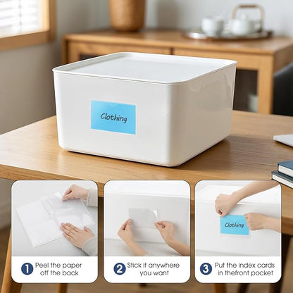 MaxGear 3" x 5" Index Card Holder, 52 Pack Label Holders - Image 6
