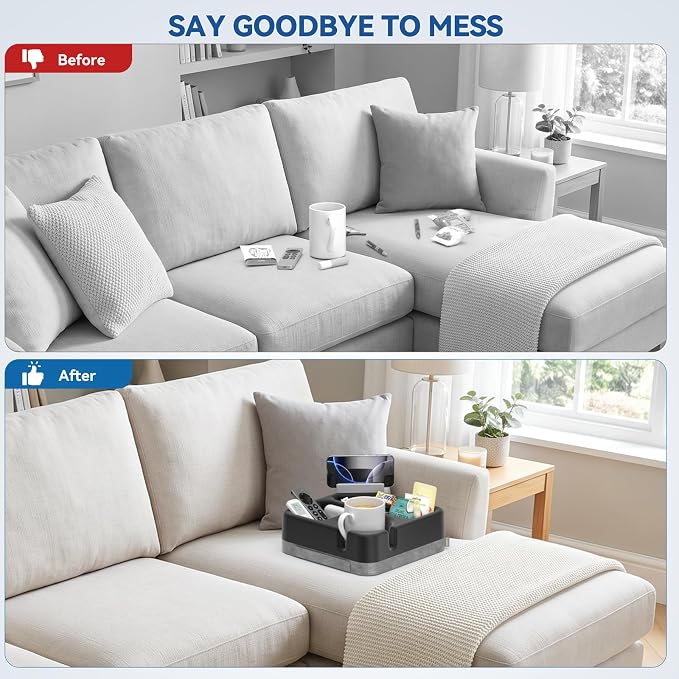 Couch Cup Holder Tray Couch Cup Holder Pillow Soft Sofa Caddy Drink Holder - Image 4