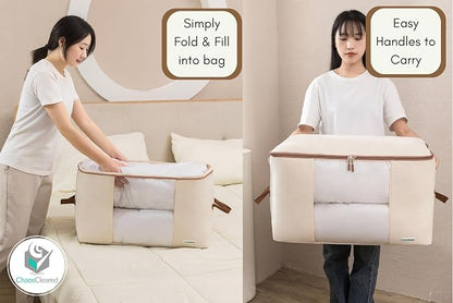 Canvas Comforter Storage Bags 2 Pack Folding Organizer bag - Image 3