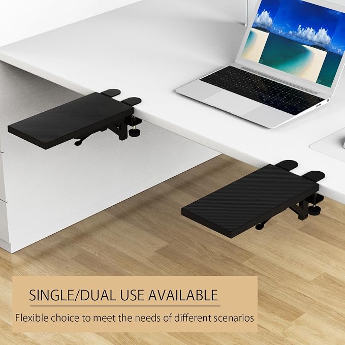 Sisyphy Ergonomics Desk Extender Tray, 11.8x5.9" Punch-Free Clamp on, Foldable - Image 8