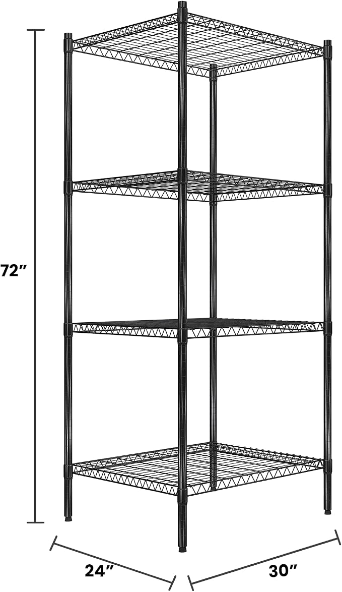 Quantum Storage Systems RWR72-2430LDBK Adjustable Wire Black Epoxy 4 Shelves - Image 2