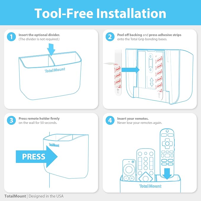 TotalMount Hole-Free Remote Holder – Eliminates Need to Drill Holes in Your Wall - Image 8