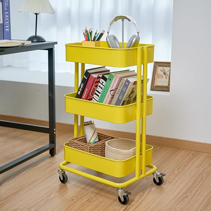 3 Tier Rolling Cart Metal Heavy Duty Utility Cart - Image 9