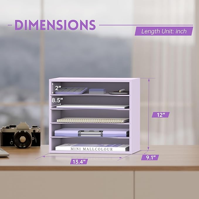 5 Tier Wood Desk Organizer, Paper Organizer - Image 3