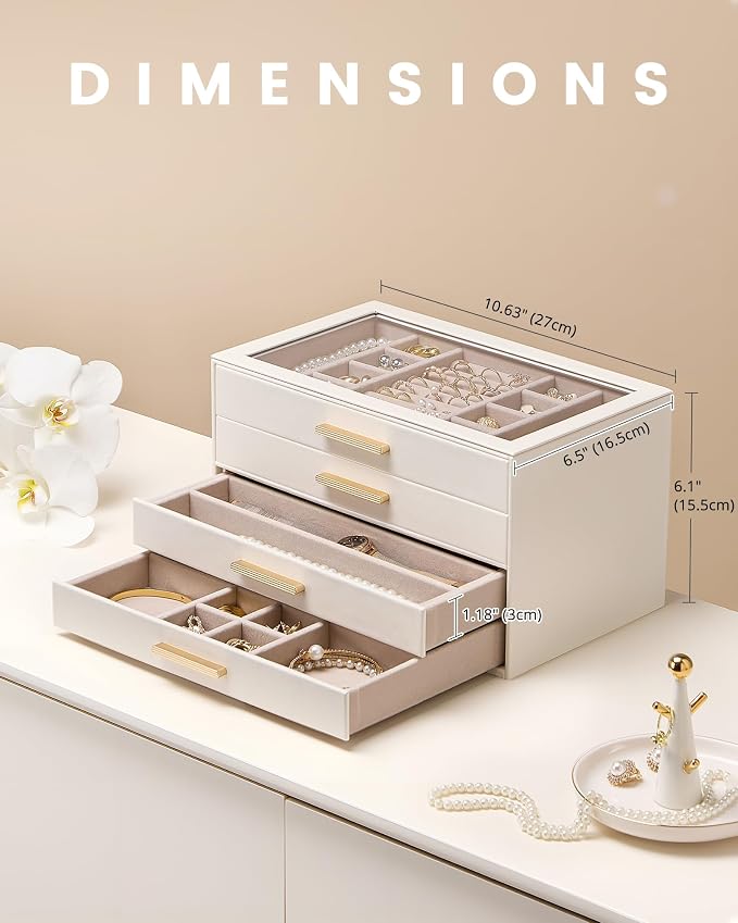 Lolalet Jewelry Box Organizer, 4-Layer Jewelry Organizers and Storage Case - Image 5