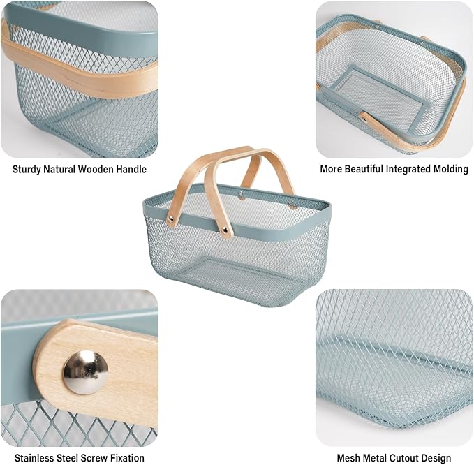 Metal Mesh Steel Harvest Basket, Rectangle Wire Garden Basket - Image 2
