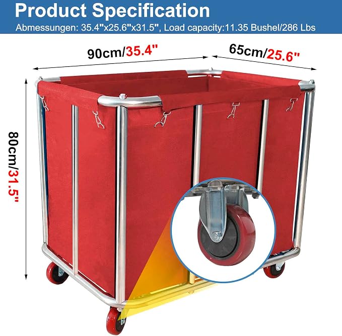 Laundry Cart Commercial, 11.35 Bushel Large Industrial Rolling Laundry Hamper - Image 2