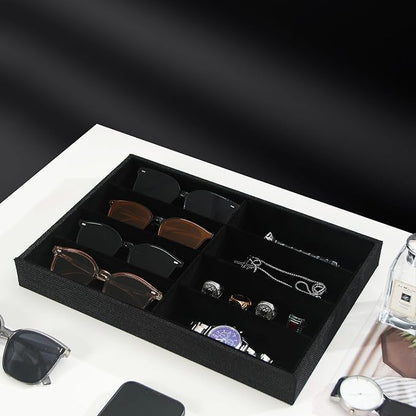 Julysky Sunglass Organizer Tray, 8 Grids Watch Holder Display Jewelry Tray - Image 2