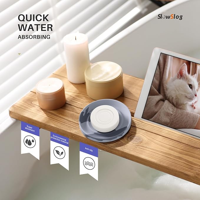 Diatomite Soap Dish Holder, Water Absorbent Stone Soap Dish, Quick Dry Stone - Image 6