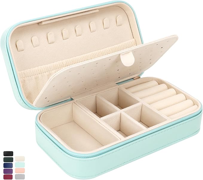 DesignSter Travel Jewelry Box, PU Leather Portable Jewelry Case, Small Jewelry by DesignSter