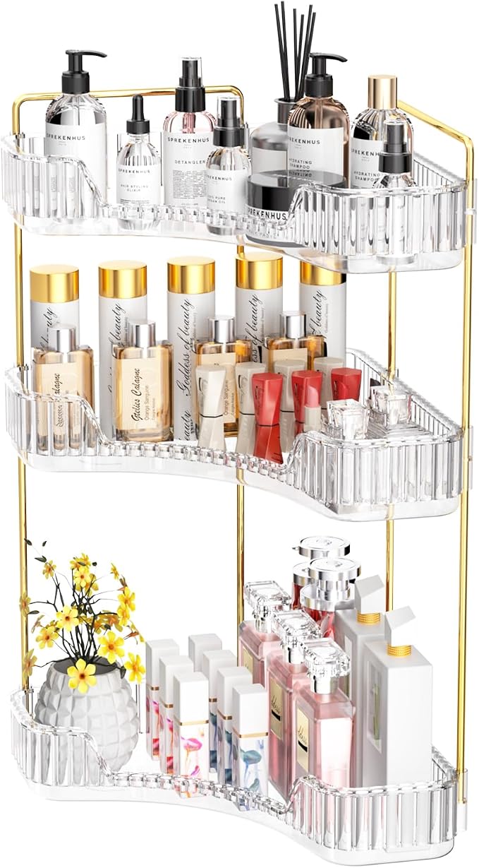GTI 3-Tier Corner Bathroom Counter Organizer, Large Capacity Makeup Organizer by GTI