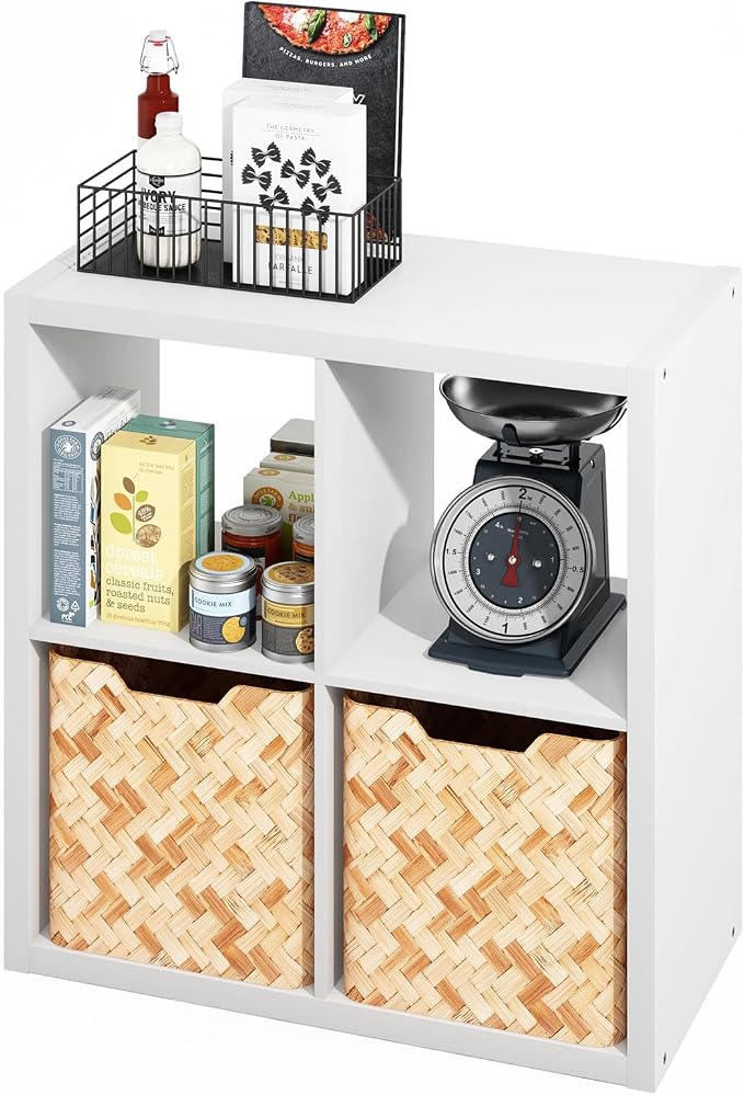 Furinno HERMITE Kitchen Island, 4-Cube Coffee Bar, Extra Thick Kitchen Storage by Furinno-FitsYourSpaceFitsYourBudget