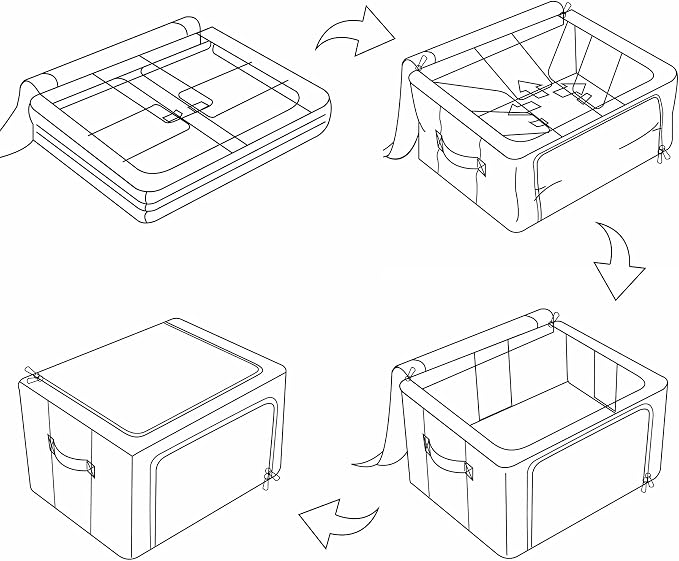 FHSQX 3 Pack Clothes Storage Bins Foldable Metal Frame Storage Box Stackable - Image 4