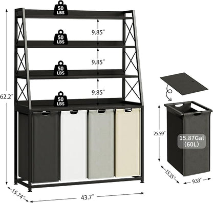 Herture Laundry Basket, 4 Section Laundry Hamper - Image 3