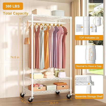 FUTASSI P6 Rolling Clothes Rack Heavy Duty, Clothing Racks - Image 6