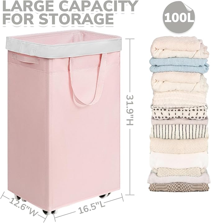 CHICVITA 100L Slim Collapsible Laundry Basket - Image 3