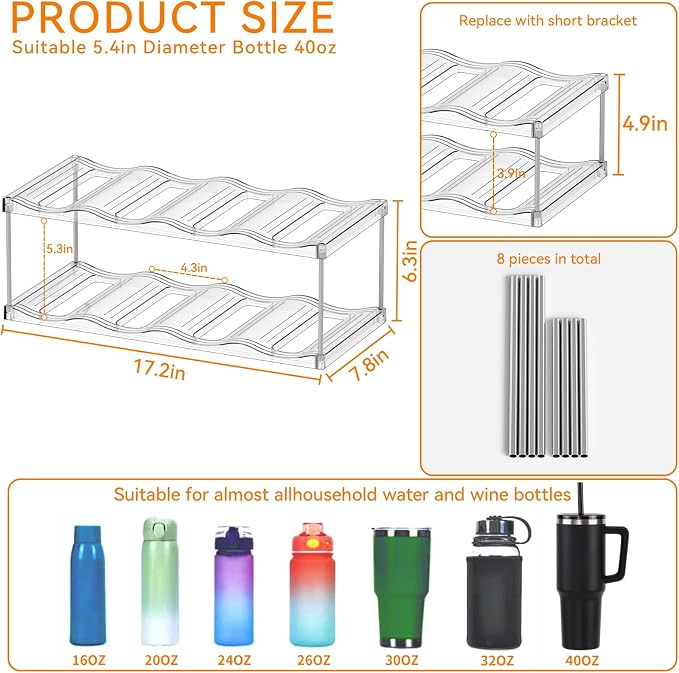 Yieach 2 Pack Stackable Water Bottle Organizer - Image 3