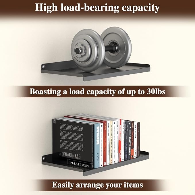 16X8 Inch Metal Wall Shelf Set of 4, Metal Wall Mounted Floating Shelves - Image 4