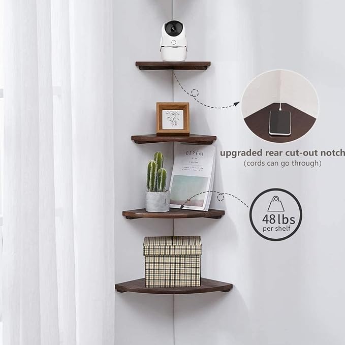 Corner Shelves, Floating Corner Shelf, Round End Wall Mount - Image 4